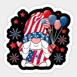 Gnomes 4th Of July Women Girls American Flag Sticker